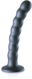 Beaded Silicone G-Spot Dildo - 6.5'' / 16,5 cm - Gunmetal