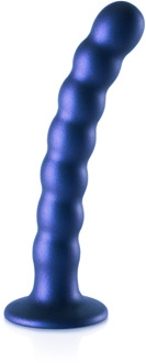 Beaded Silicone G-Spot Dildo - 6,5'' / 16,5 cm - Metallic Blauw