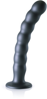 Beaded Silicone G-Spot Dildo - 8'' / 20,5 cm - Gunmetal