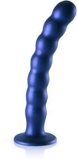 Beaded Silicone G-Spot Dildo - 8'' / 20,5 cm - Metallic Blauw