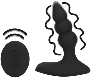 Beaded Vibrerende Anale Plug met Afstandsbediening - Zoethout Zwart