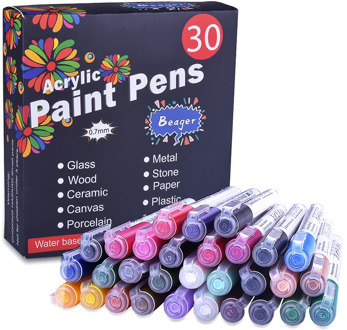 Beager Acrylic Drawing Marker Paint Pens bullet Tip for Wood Glass Rock Paper Mugs Ceramic Fabric Painting