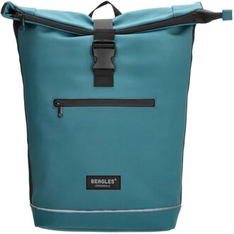Beagles Originals Rolltop Rugtas Waterproof 15.6" petrol blauw - H 56 x B 40 x D 13 cm