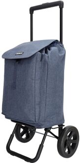 Beagles Shop & Go Cartease Boodschappentrolley blauw - H 100 x B 43 x D 40 cm