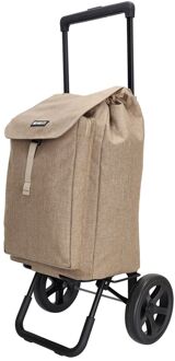 Beagles Shop & Go Cartease Boodschappentrolley taupe - H 100 x B 43 x D 40 cm