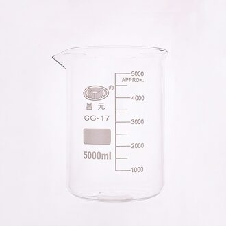 Beaker in lage vorm, Capaciteit 5000 ml, buitendiameter = 170mm, Hoogte = 270mm, laboratorium beaker