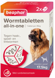 Beaphar All In One Ontwormingsmiddel - Hond - 17.5-70 kg - 2 Tabletten