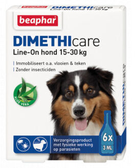 Beaphar Dimethicare Line-on Vlooien- en Tekenmiddel Hond - 15 Tot 30 kg - 6 Pipetten