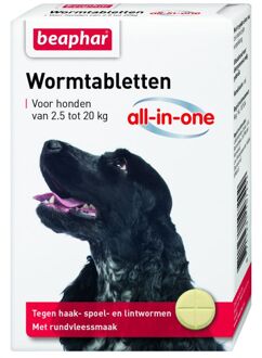 Beaphar Wormtabletten All-in-one hond 2,5 - 20 kg 2 tabletten