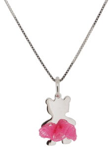 'Bear Bow' Kind 925 Sterling Zilver Set: Ketting-Hanger + Oorbellen - Zilver SET-7132