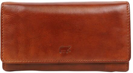 Bear Design Cow Lavato Leren Dames Portemonnee - Cognac