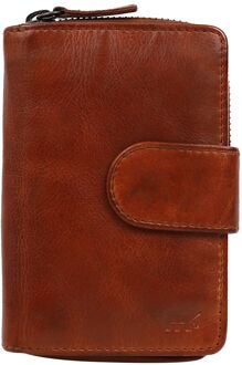 Bear Design Cow Lavato Leren Dames Ritsportemonnee - Cognac