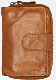 Bear Design Cow Lavato Leren Dames Ritsportemonnee - Cognac