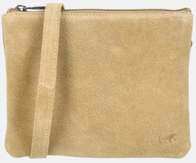 Bear Design crossbody tas rits dubbelvak suede biscuit Beige
