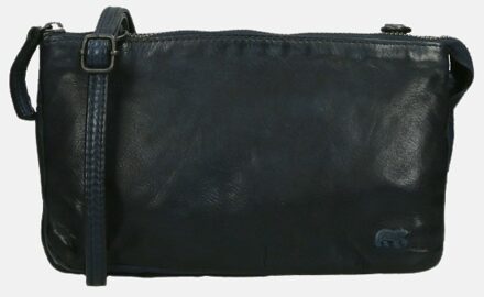 Bear Design Crossbodytas Cow Lavato Leer - blauw