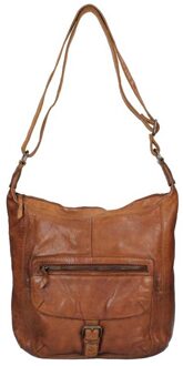 Bear Design Crossbodytas Cow Lavato Leer - cognac