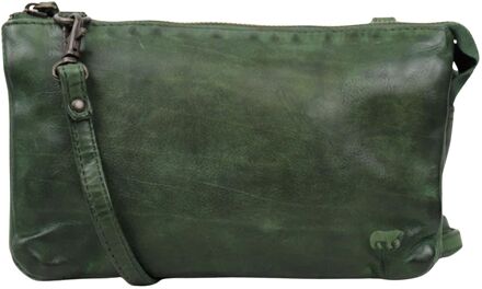 Bear Design Crossbodytas Cow Lavato Leer - groen