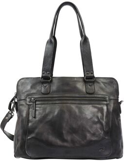 Bear Design Lia Leren Dames Schoudertas / Laptoptas 13,3" - Zwart