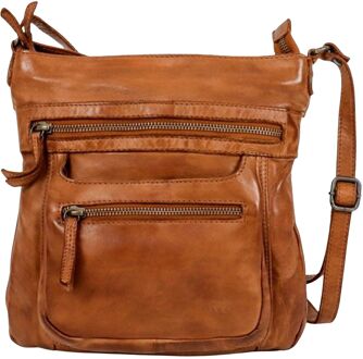 Bear Design Marion Leren Schoudertas - Cognac