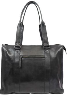 Bear Design Mea Leren Schoudertas / Laptoptas 13,3" - Zwart