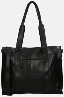 Bear Design Mea Leren Schoudertas / Laptoptas 13,3" - Zwart