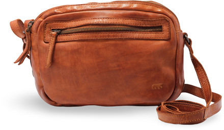 Bear Design Niene Leren Schoudertas / Crossbodytas - Cognac