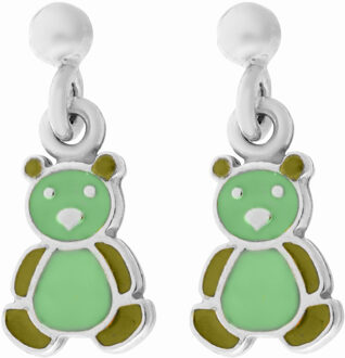 'Bear' Kinder 925 Sterling Zilveren Set: Armband + Oorbellen - Zilver SET-7140/GR - One Size