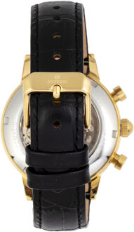 Beatrice automatisch skelet wijzerplaat horloge met lederen band met dag/datum Goud - One Size