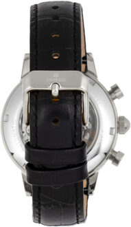 Beatrice automatisch skelet wijzerplaat horloge met lederen band met dag/datum Zwart en zilver