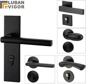 Beautiful choose,Black aluminum alloy door handle, Interior/Bedroom Split door locks ,Silent lock body Door hardware