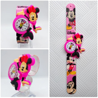 Beautiful Girls Watches Kids Pink Cartoon Minnie Clocks Colorful Rubber Watchband Wristwatch for Girls Children Montre Enfant @9