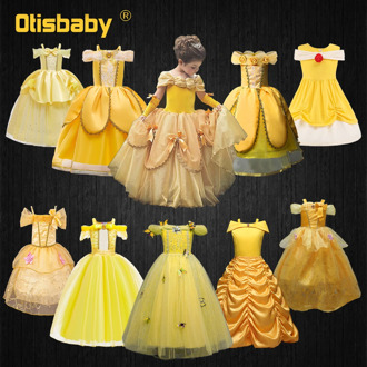 Beauty and the Beast Toddler Summer Princess Belle Dress Girls Halloween Belle Costume Child Dresses for Party and Wedding