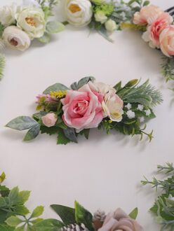 Beauty Bruiloft Bloem Haar Kam Roze Rose Leaf Hoofddeksels Romantische Chic Vrouwen Haaraccessoires Voor Bruid