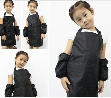 Beauty Kinderen Keuken Bakken Schilderen Schort Baby Art Koken Bib Craft (Geen cap en mouwen) zwart