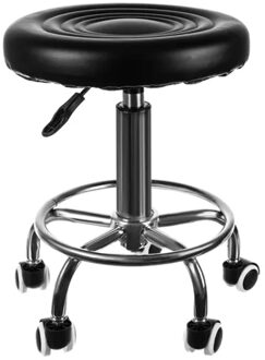 Beauty Lushh Kappers stoel - met wieltjes - zwart - metaal - tot 150 kilo - in hoogte verstelbaar