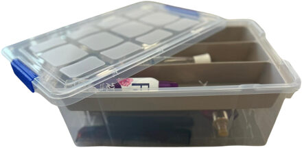 Beautycase opbergbox - 9L - 26 x 37 x 14 cm - met vakverdeling tray - bruin - Make-up/sieraden