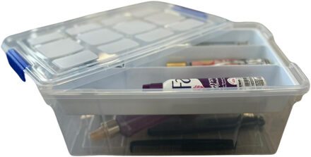 Beautycase opbergbox - 9L - 26 x 37 x 14 cm - met vakverdeling tray - wit - Make-up/sieraden