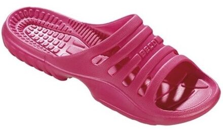 Beco Bad/sauna slippers met voetbed - roze - volwassenen - Badslippers antislip