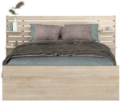 Bed Evi - Eikenkleur - 140x200 Cm - Spaanplaat - Beige
