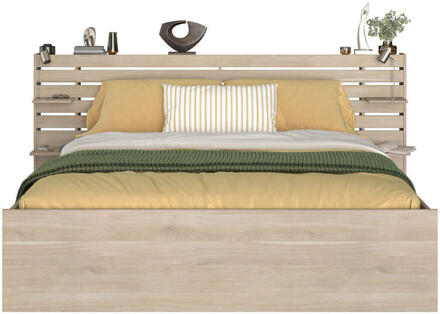 Bed Evi - Eikenkleur - 180x200 Cm - Spaanplaat - Beige