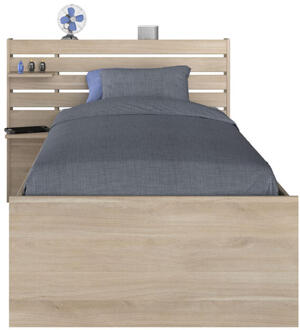 Bed Evi - Eikenkleur - 90x200 Cm - Spaanplaat - Beige