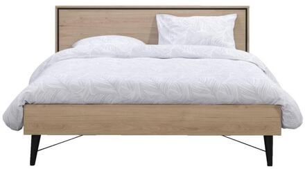 Bed Kansas - Eikenkleur - 180x200 Cm - Spaanplaat - Bruin