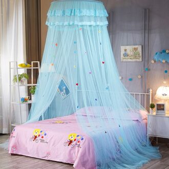 Bed Luifel Netto Ronde Hoepel Prinses Meisje Lace Bed Canopy Klamboe Voor Slaapkamer Opgehangen Koepel Kant Klamboe blauw