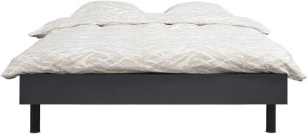 Bed Nova - Grafietkleur - 180x200 Cm - Spaanplaat - Grijs#Zwart