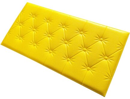 Bed Omliggende Soft Cover Hoofdeinde Anti-Collision 3d Zelfklevende Muursticker Tatami Baby Rugleuning Slaapkamer Achtergrond geel 60x30cm