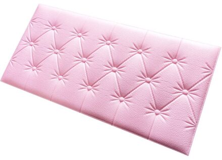 Bed Omliggende Soft Cover Hoofdeinde Anti-Collision 3d Zelfklevende Muursticker Tatami Baby Rugleuning Slaapkamer Achtergrond roze 60x30cm