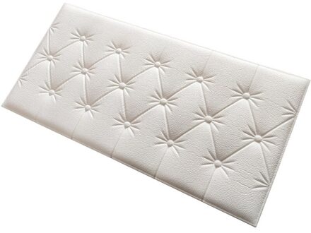 Bed Omliggende Soft Cover Hoofdeinde Anti-Collision 3d Zelfklevende Muursticker Tatami Baby Rugleuning Slaapkamer Achtergrond wit 60x30cm