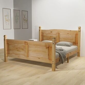 Bed with Viscoelastic Mattress Mexican Pine Crown 160x200 cm