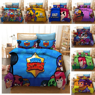 Bedding Set Brawls Cartoon Stars Anime Figure Quilt Cover Pillowcase Kid Child Room Bedclothes Bed Spead Duvet Cover 2/3Pcs Suit