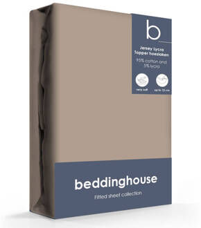 Beddinghouse Jersey Lycra Topper Hoeslaken - 95% Gebreide Katoen - 5% Lycra - 2-persoons (140/160x200/220 Cm) - Taupe